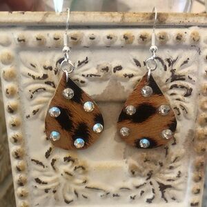 Cheetah Print Rhinestone Earrings